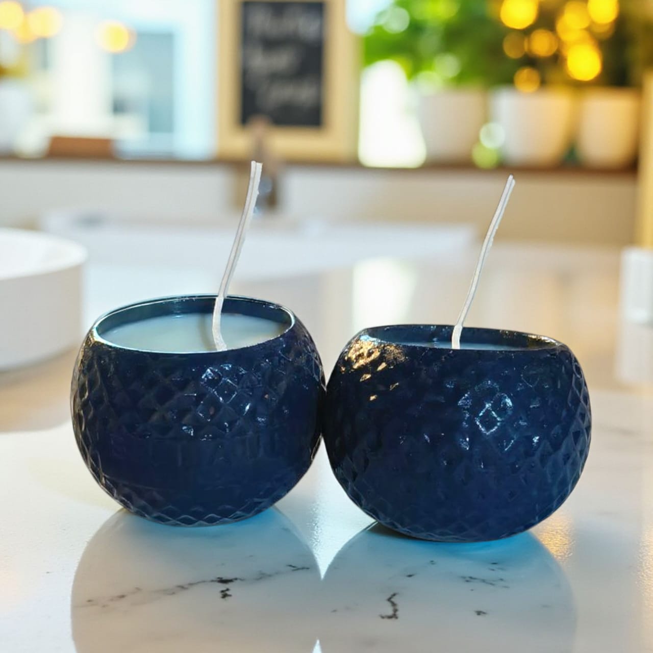 Glossy Blue Diya(Set of 2)