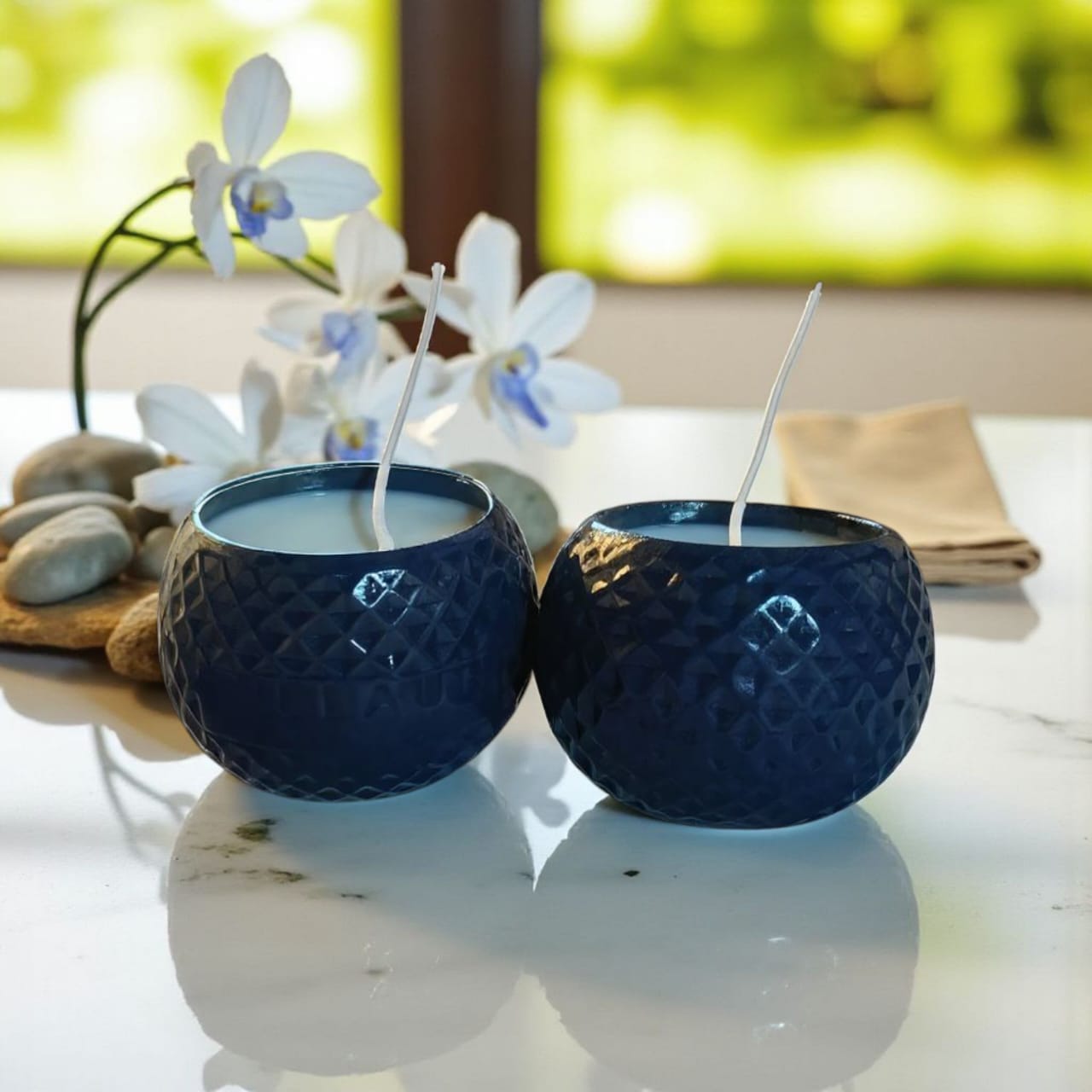 Glossy Blue Diya(Set of 2)
